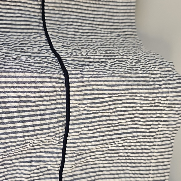 Lands' End Blue & White Seersucker Pinstriped Nautical Lined Dress wSide Pockets - Picture 11 of 15